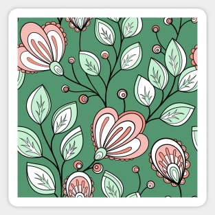 Spring Pattern with Vintage Floral Motifs Sticker